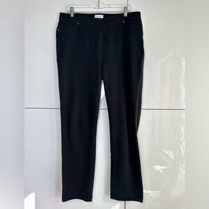 Susan Graver Pull On Pant Black Jean Style Size Large Stretch Knit Comfortable
